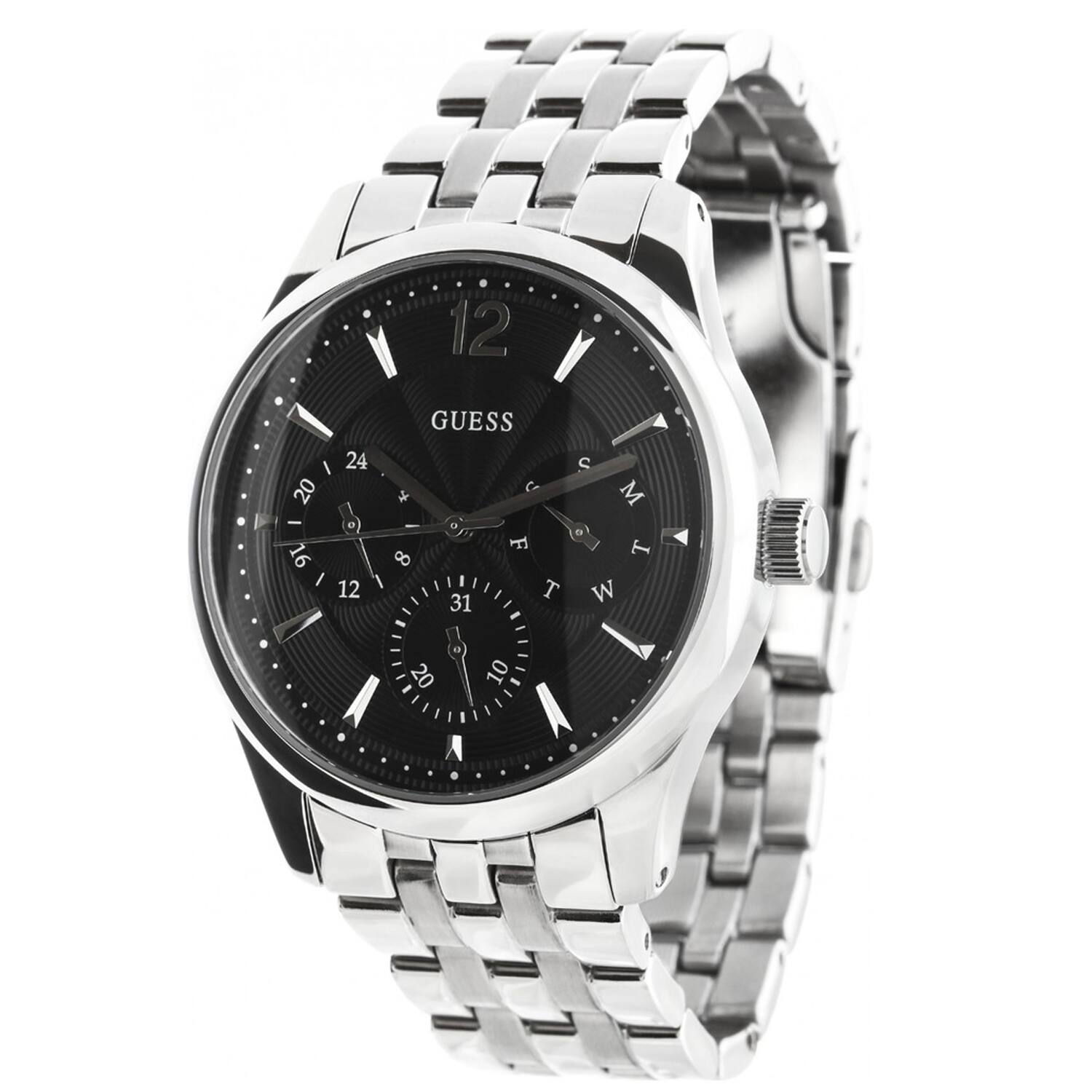 Front. Guess - Guess Men's Asset Black Dial Watch - W0474G1 - Black.