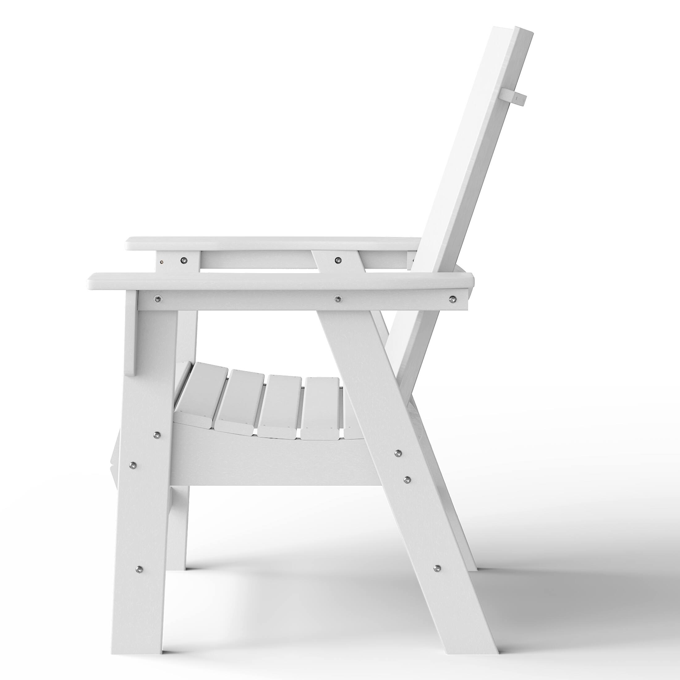 Alt View 2. WestinTrends - WestinTrends Ashore Outdoor Patio HDPE Plastic Modern Adirondack Dining Chair - White.