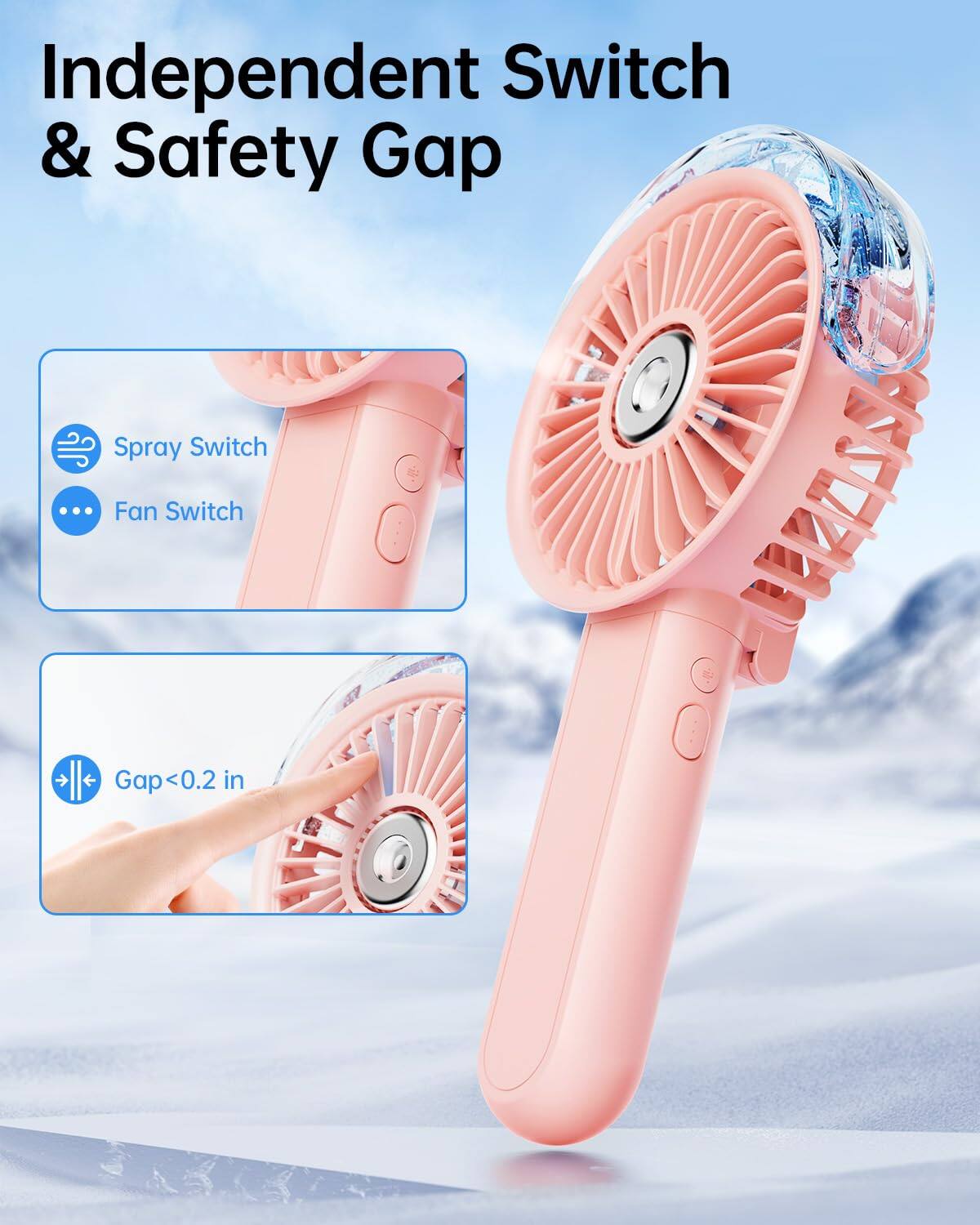 Independent Switch & Safety Gap  
Spray Switch  
Fan Switch  
Gap < 0.2 in