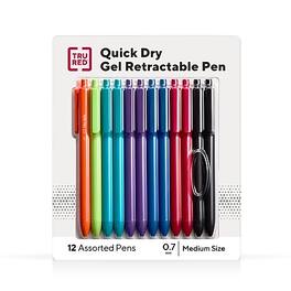 TRU RED - TRU RED™ Retractable Quick Dry Gel Pens, Medium Point, 0.7mm, Assorted, Dozen (TR54501-CC) - Assorted Colors