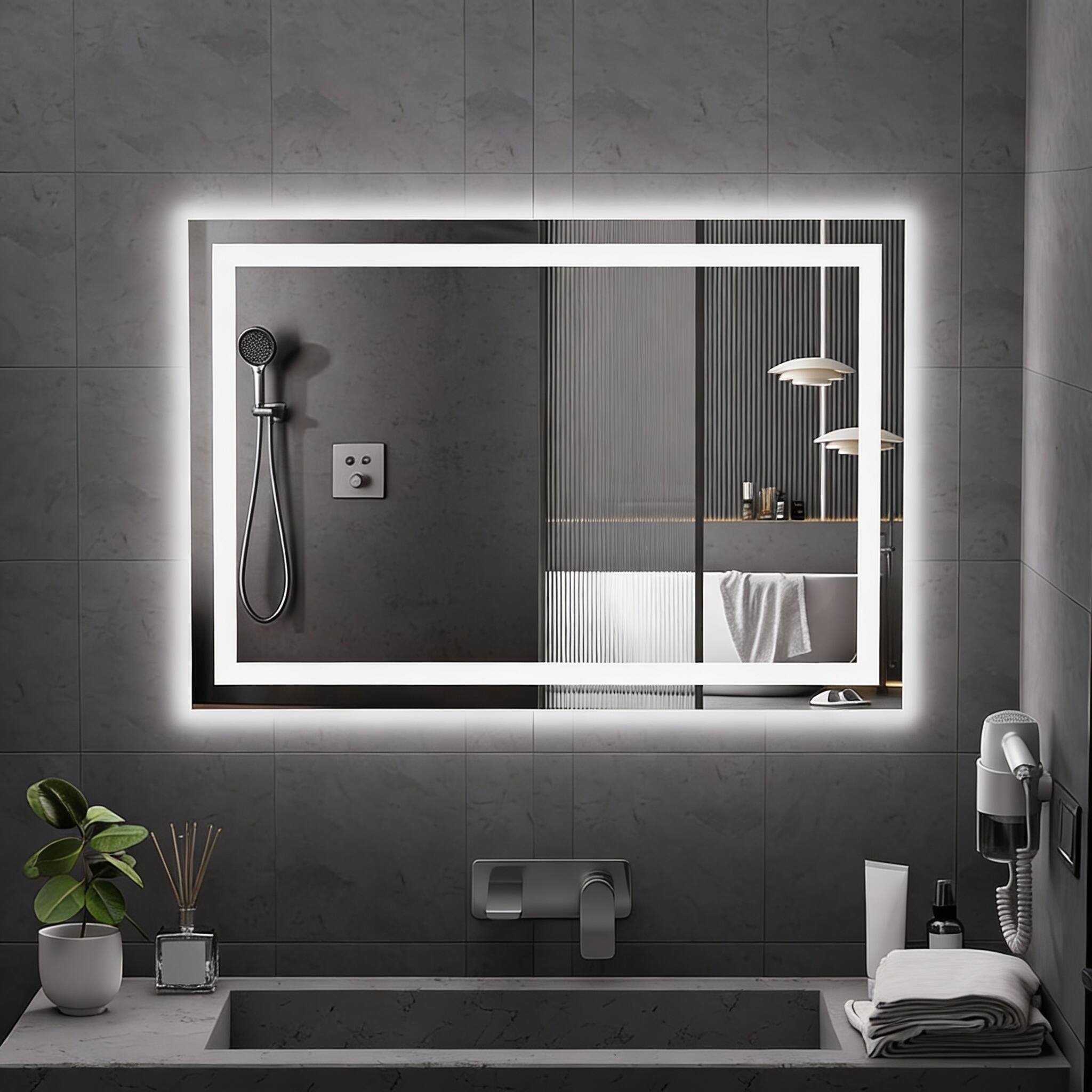 Alt View 2. METALTON - Led Mirror For Bathroom cri Anti fog Vanity With Front And Backlight Shatter proof Wall Light Easy Install - 3 Light Modes 20"L x 28"W.