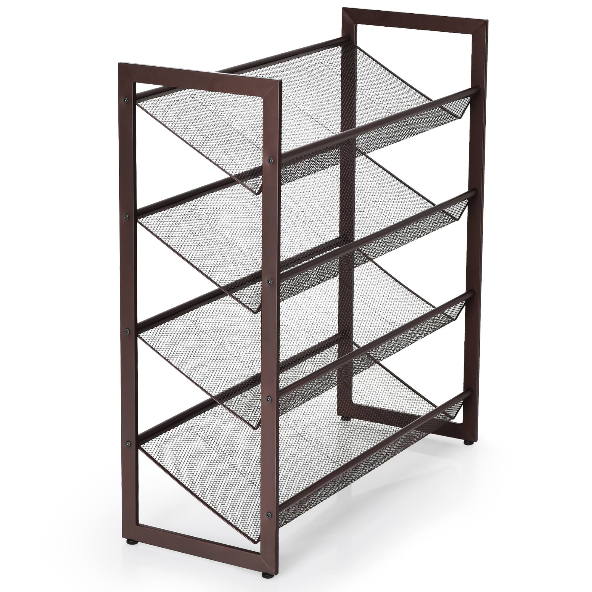 Alt View 20. Costway - 4-Tier Shoe Rack Adjustable to Flat Slant Shoe Organizer Holder Stand - Brown.