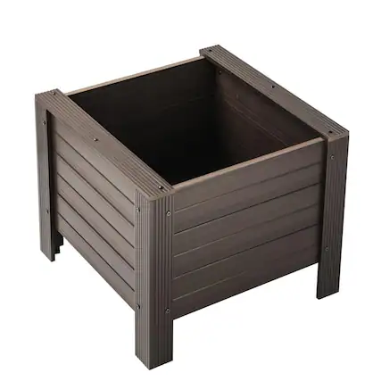 Front. New Age Pet - 24" ECOFLEX Square Planter, Walnut - Walnut.