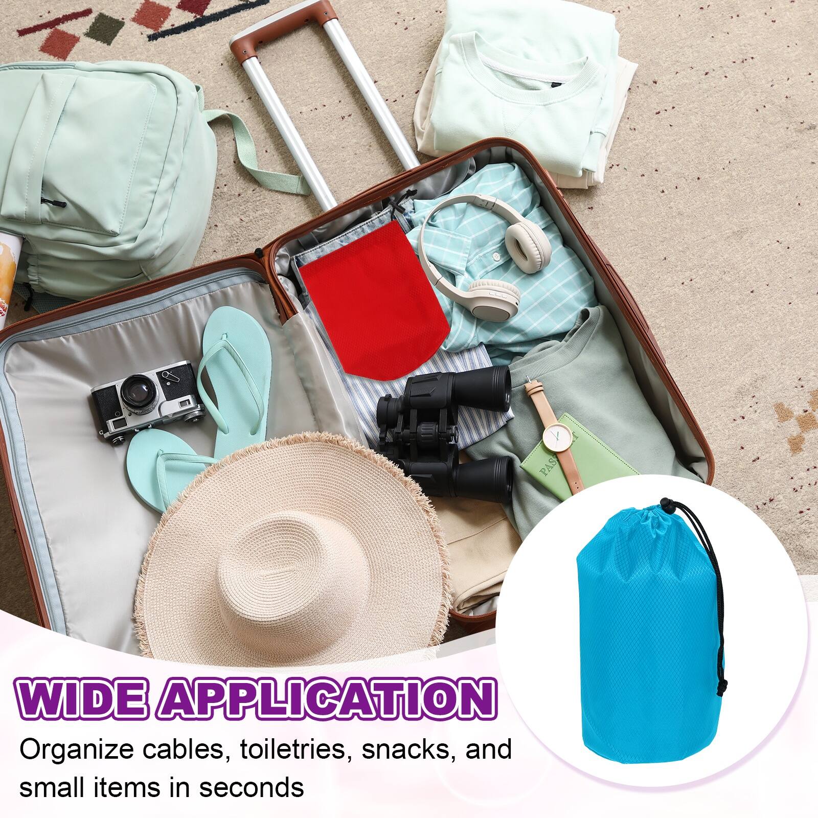 WIDE APPLICATION  
Organize cables, toiletries, snacks, and small items in seconds