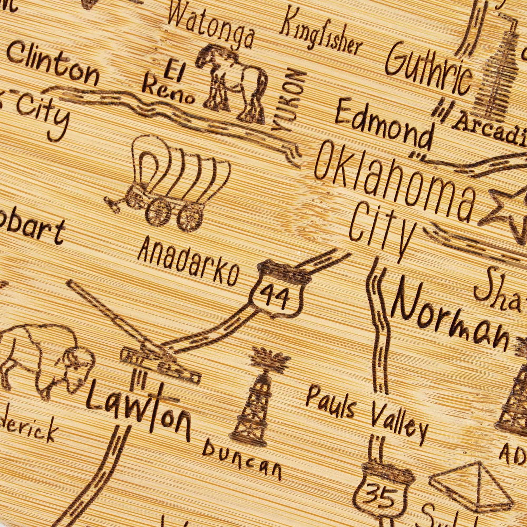 Sure, here is the corrected and grouped text from the image:

- Watonga
- Kingfisher
- Clinton
- El Reno
- Yukon
- City
- Edmond
- Arcadia
- Oklahoma City
- Anadarko
- Norman
- Shawnee
- Lawton
- Pauls Valley
- Duncan
- Ada
- Sulphur

Numbers:
- 44
- 35