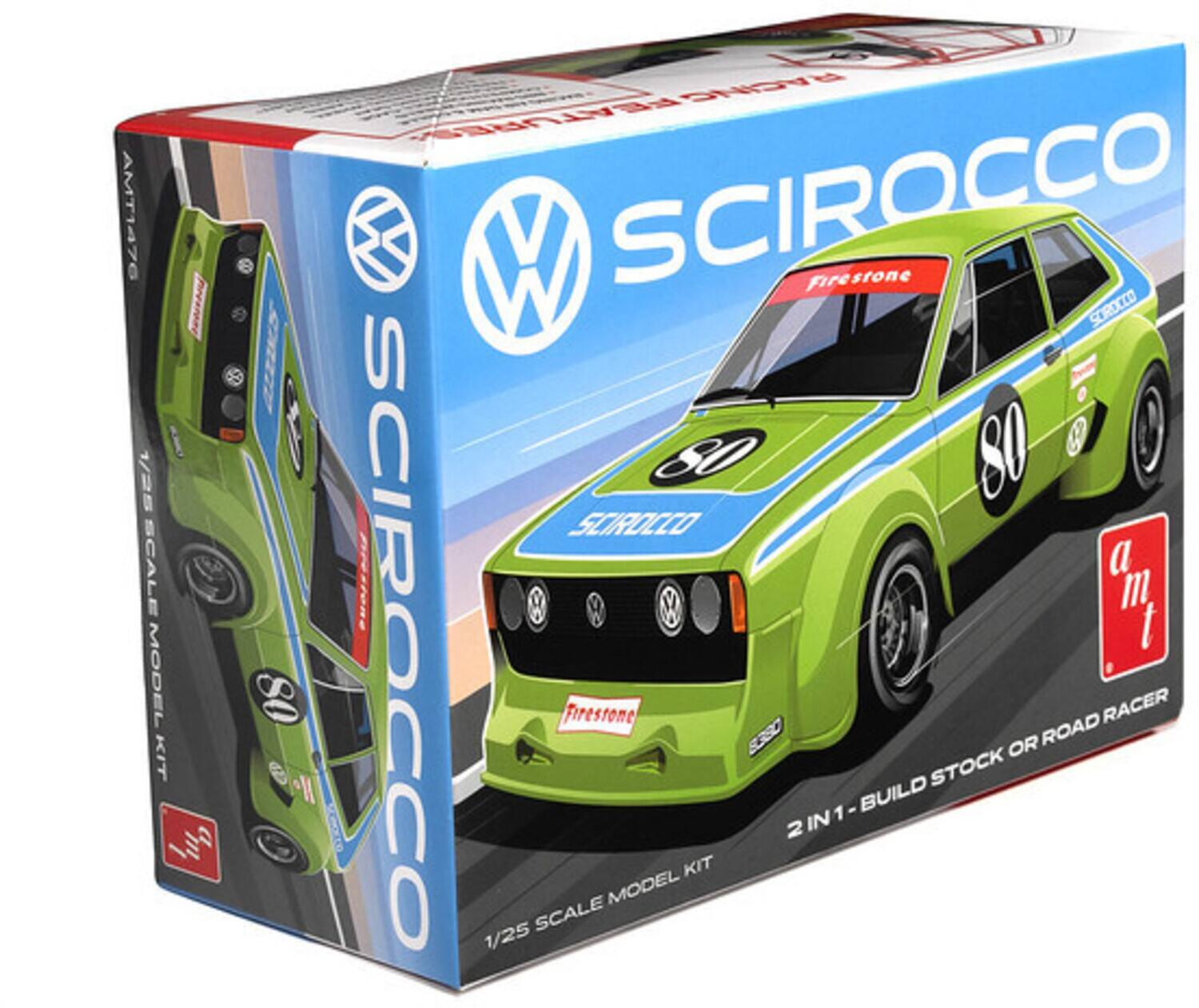 AMT1476  
1/25 SCALE MODEL KIT  
RACING VERSION  
SCIROCCO  
Firestone  
SCIROCCO 80  
80 SCIROCCO  
SCIROCCO I  
80 Firestone RACER  
2 IN 1 - BUILD STOCK OR ROAD RACER  
1/25 SCALE MODEL KIT