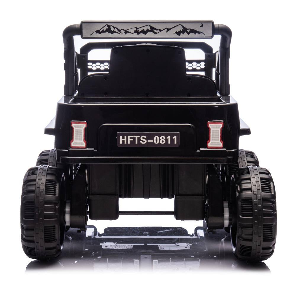 Angle. BreeBe - 12V Kids Ride On 6-Wheel Electric Truck w/ Parent Control, Suspension, 4 Motors, LED Lights, Music, USB, Ages 3-5 - Black.
