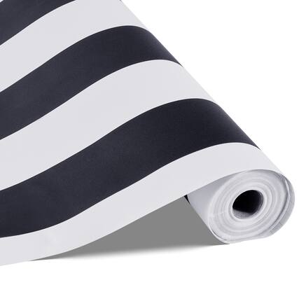 Front. VEVOR - Peel and Stick Wallpaper, 17.7 x 590.5 inch Contact Paper Black White Modern Geometric Waterpoof Self Adhesive - Black, White.