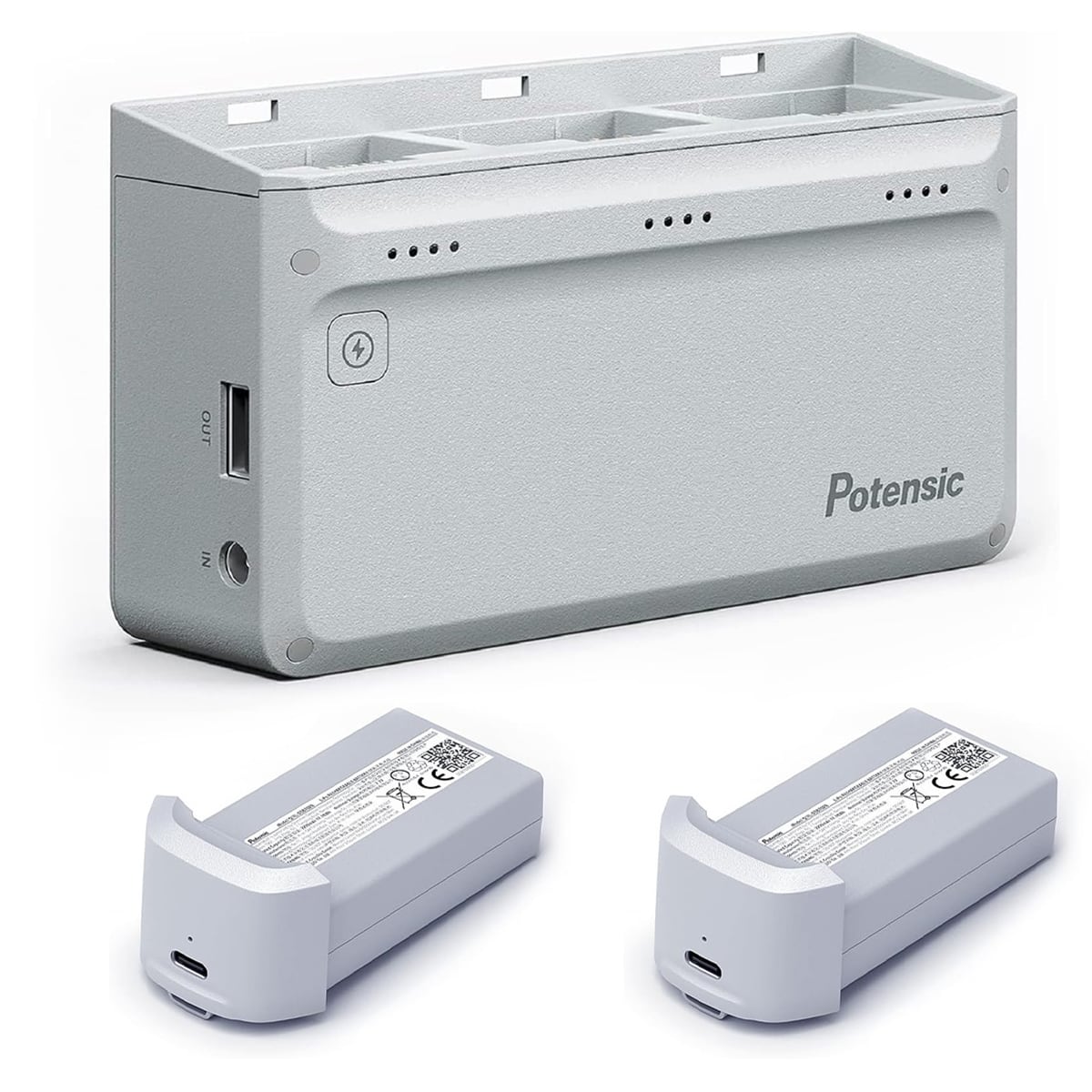 Potensic - Parallel Charging Hub with Adapter and 2x Smart Batteries for ATOM Drone