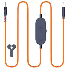 Front. Delton - Delton S35 3.5mm Male to Male Aux Audio Cable with Microphone Support and Braided 4.9ft Design for Devices, Black - Orange.
