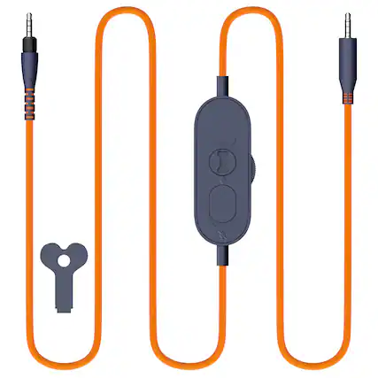 Front. Delton - Delton S35 3.5mm Male to Male Aux Audio Cable with Microphone Support and Braided 4.9ft Design for Devices, Black - Orange.