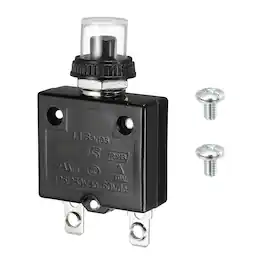 Unique Bargains - Thermal Circuit Breaker 50A 125/250V AC50V DC Push Button Manual Reset Overload Protector w Waterproof Caps Screws - Black