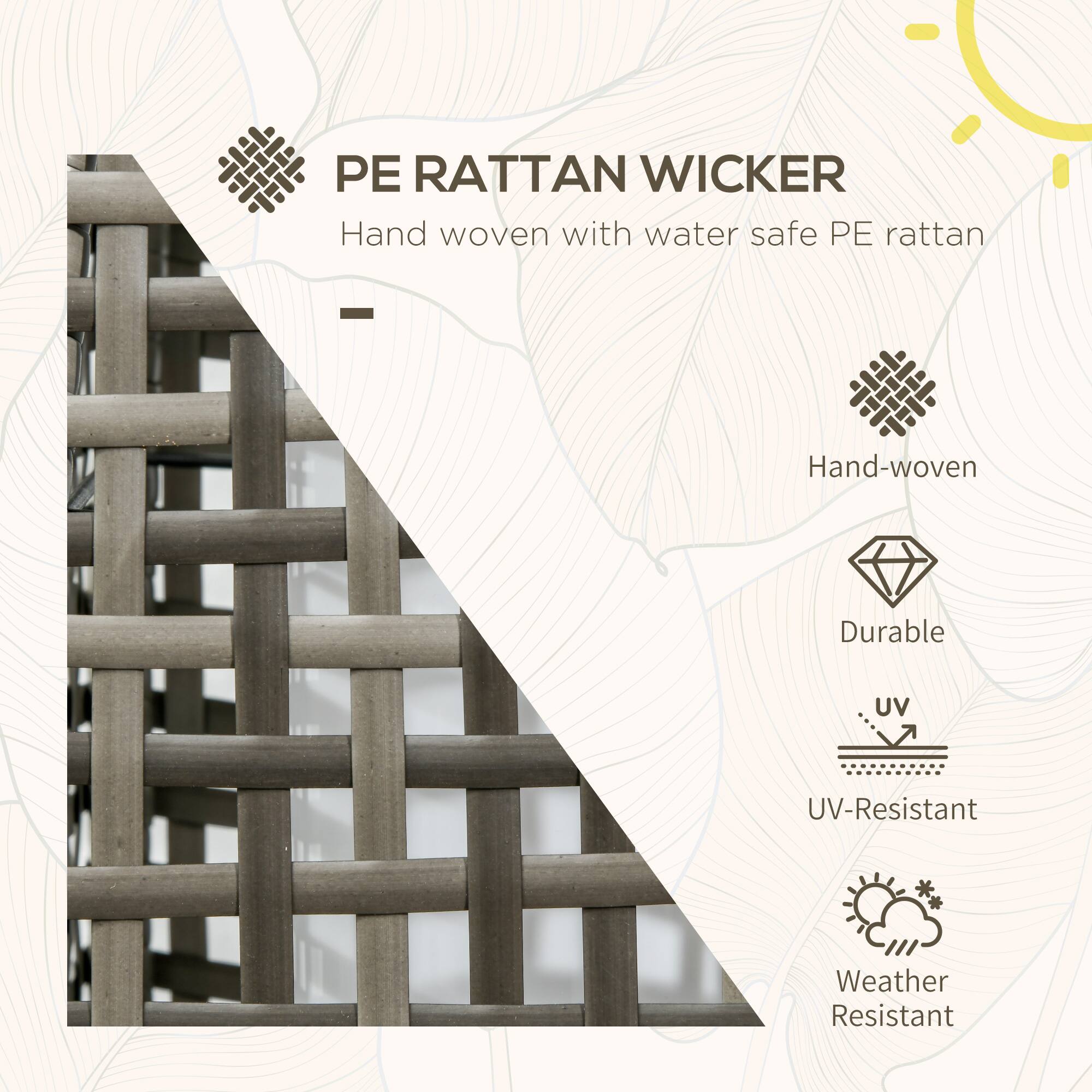 PE RATTAN WICKER Hand woven with water safe PE rattan - Hand-woven, Durable, UV-Resistant, Weather Resistant