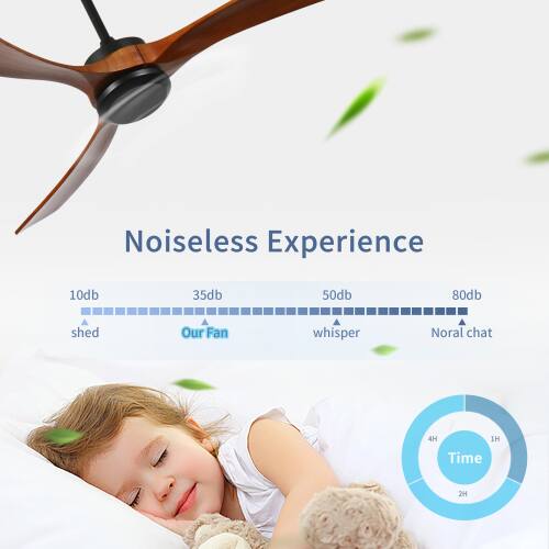 Noiseless Experience  
10db 35db 50db 80db  
shed  
Our Fan whisper  
Noral chat  
4H 1H Time 2H