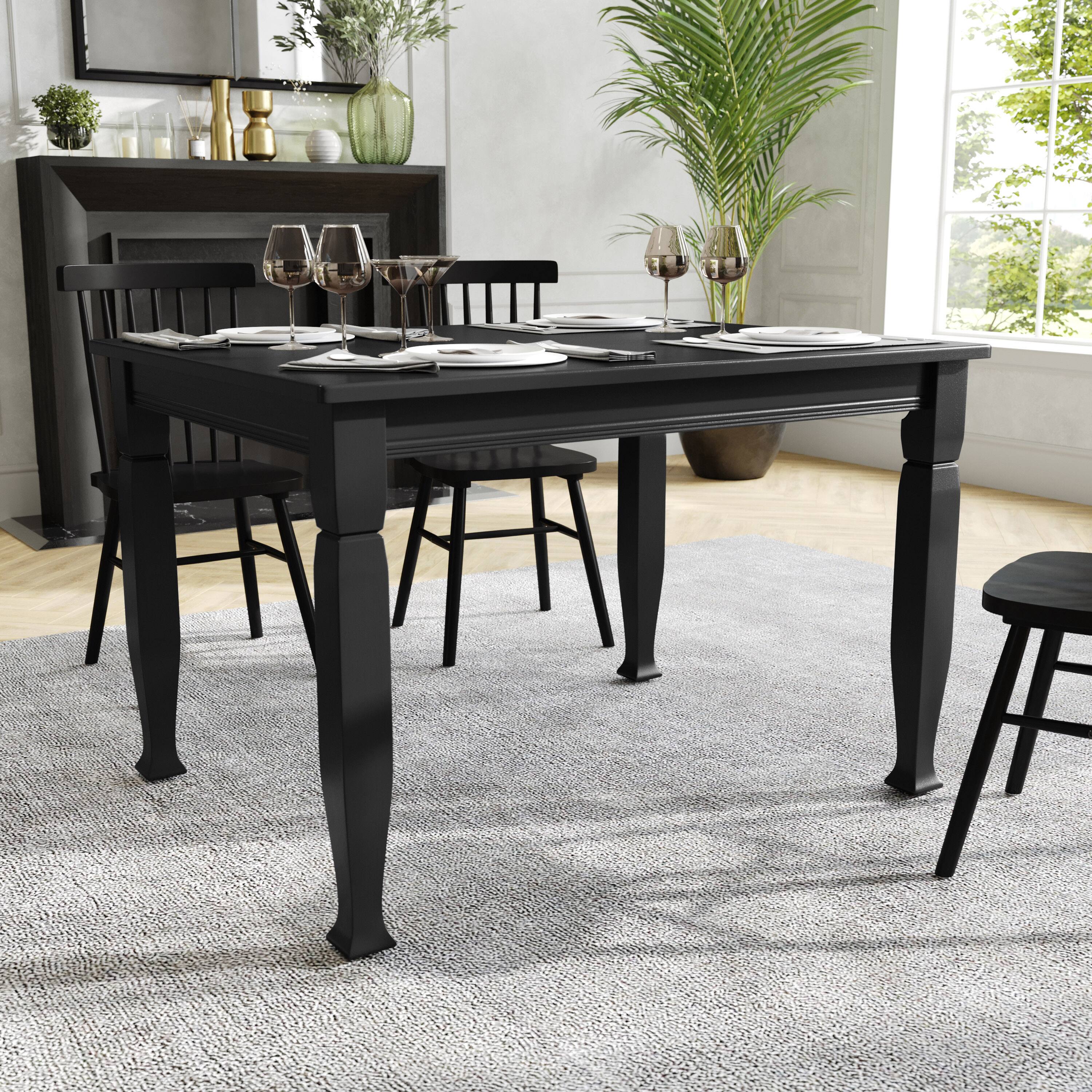 Alt View 1. Flash Furniture - Grace 47" Solid Wood Dining Table with Turned Wooden Legs, Commercial Grade Heavy Duty Rectangle Wood Table for 4, Black - Black.