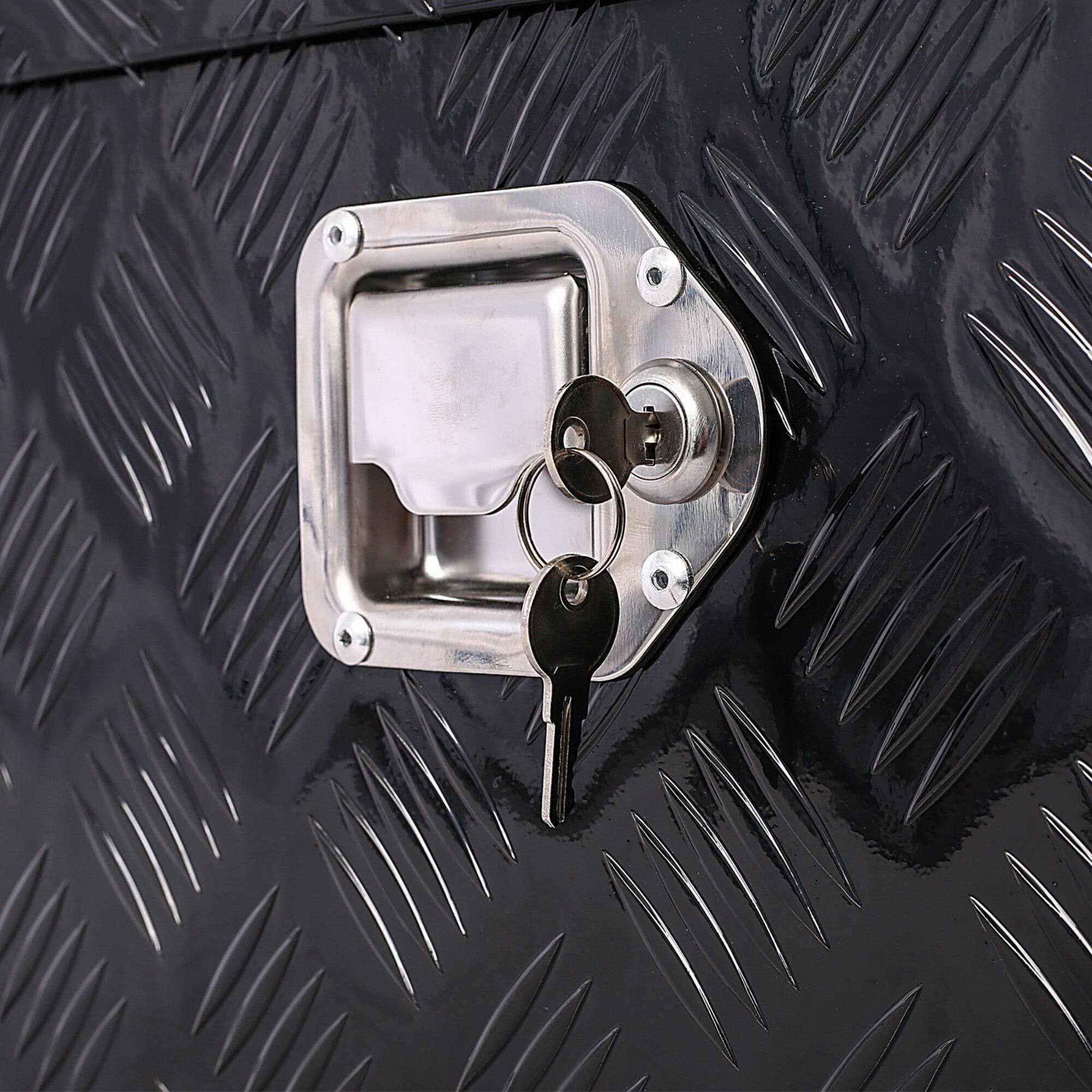 Alt View 3. Boyel Living - Black 30x10x13-Inch Aluminum Heavy-Duty Truck Bed Underbody Storage Tool Box.