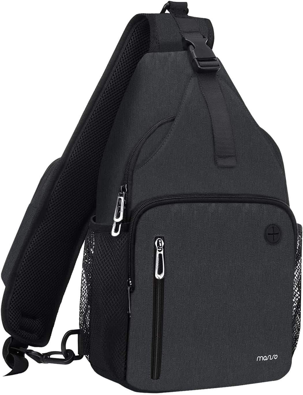mosiso - Sling Bag Crossbody Shoulder Bag Travel Hiking Daypack Chest Bag with Front Square Pocket&USB Charging Port - Slate Gray