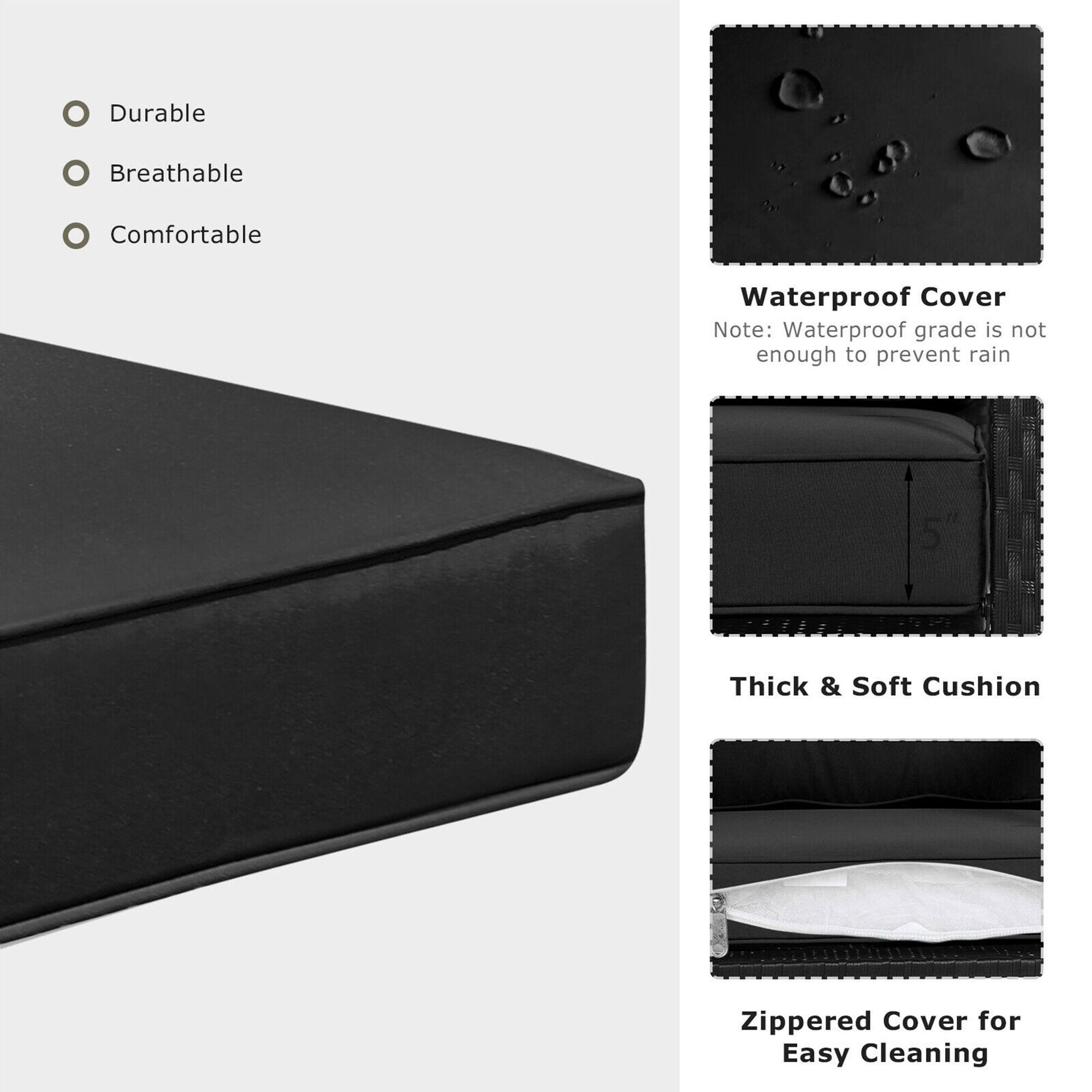 - Durable
- Breathable
- Comfortable

Waterproof Cover
Note: Waterproof grade is not enough to prevent rain

Thick & Soft Cushion

Zippered Cover for Easy Cleaning