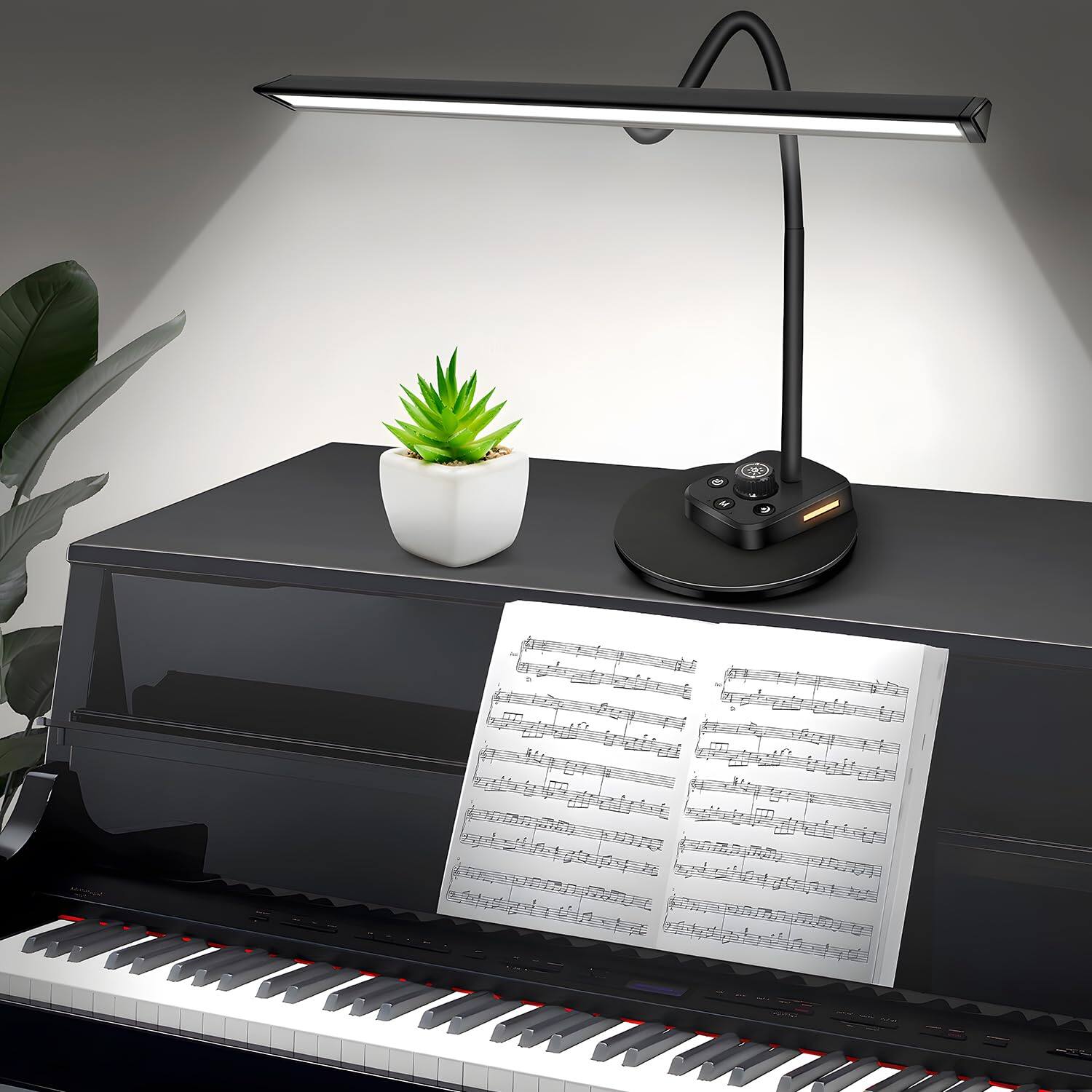 Front. Reds Spade - Piano Light Upgraded Led Lamp For Grand upright Digital Pianos Music Stand With Adjustable Gooseneck Auto off - Default.