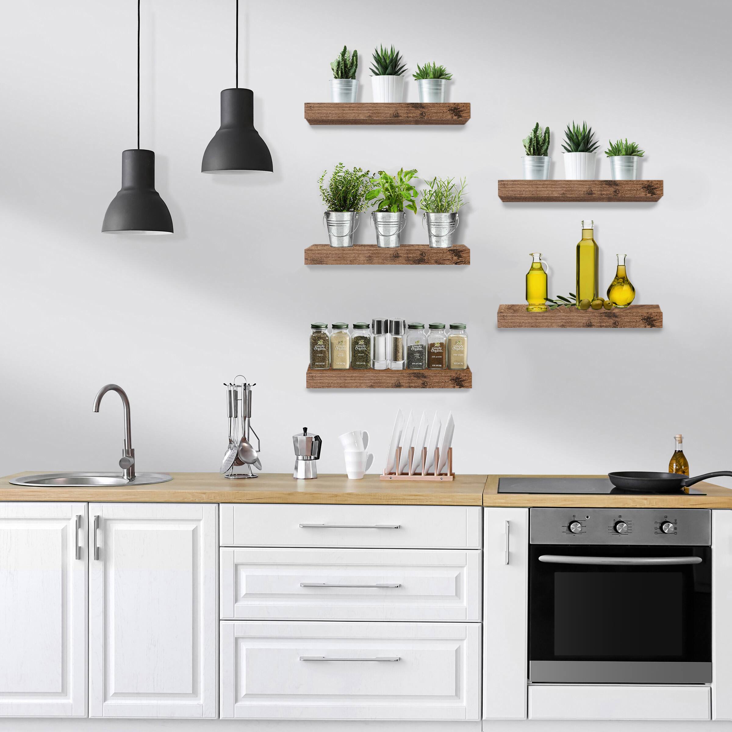 Alt View 4. Sorbus - Sorbus Floating Shelves for Wall, Bathroom Shelves Wall Mounted for Kitchen, Bedroom, Living Room, Bathroom - Mahogany.