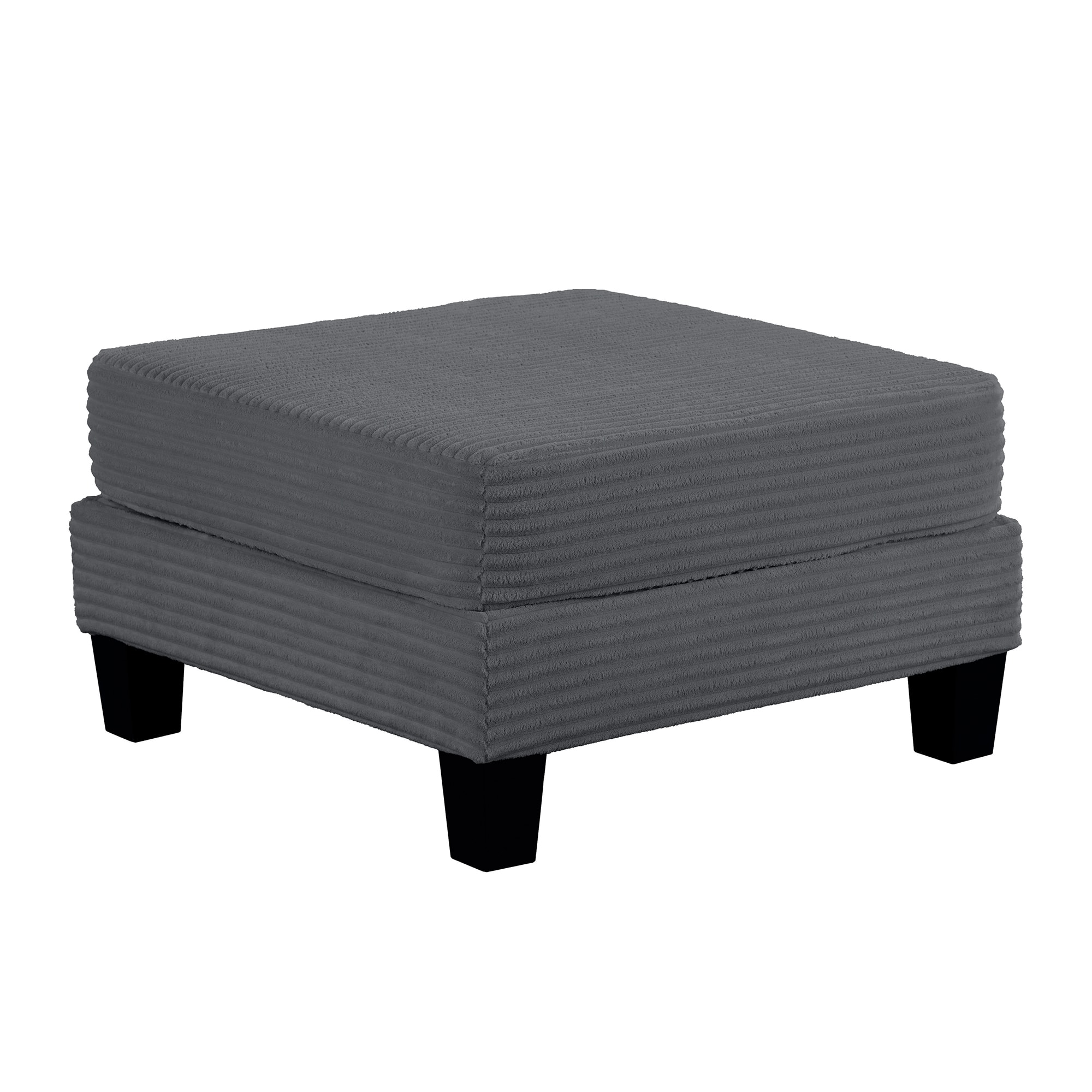 Vaczon - Storage Ottoman Footrest, Flip-Open Corduroy Upholstered Seat with Hidden Compartment for Blankets and Accessories - Gray