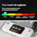 Your health at a glance: Color-coded feedback based on US hypertension levels. Normal, Elevated, Stage 1, Stage 2: Hypertension, Hypertension crisis. Left Blood pressure: 115/77 mmHg. Heart rate: 76 bpm. WITHINGS 2-3cm (0.8"-1.2") inch.
