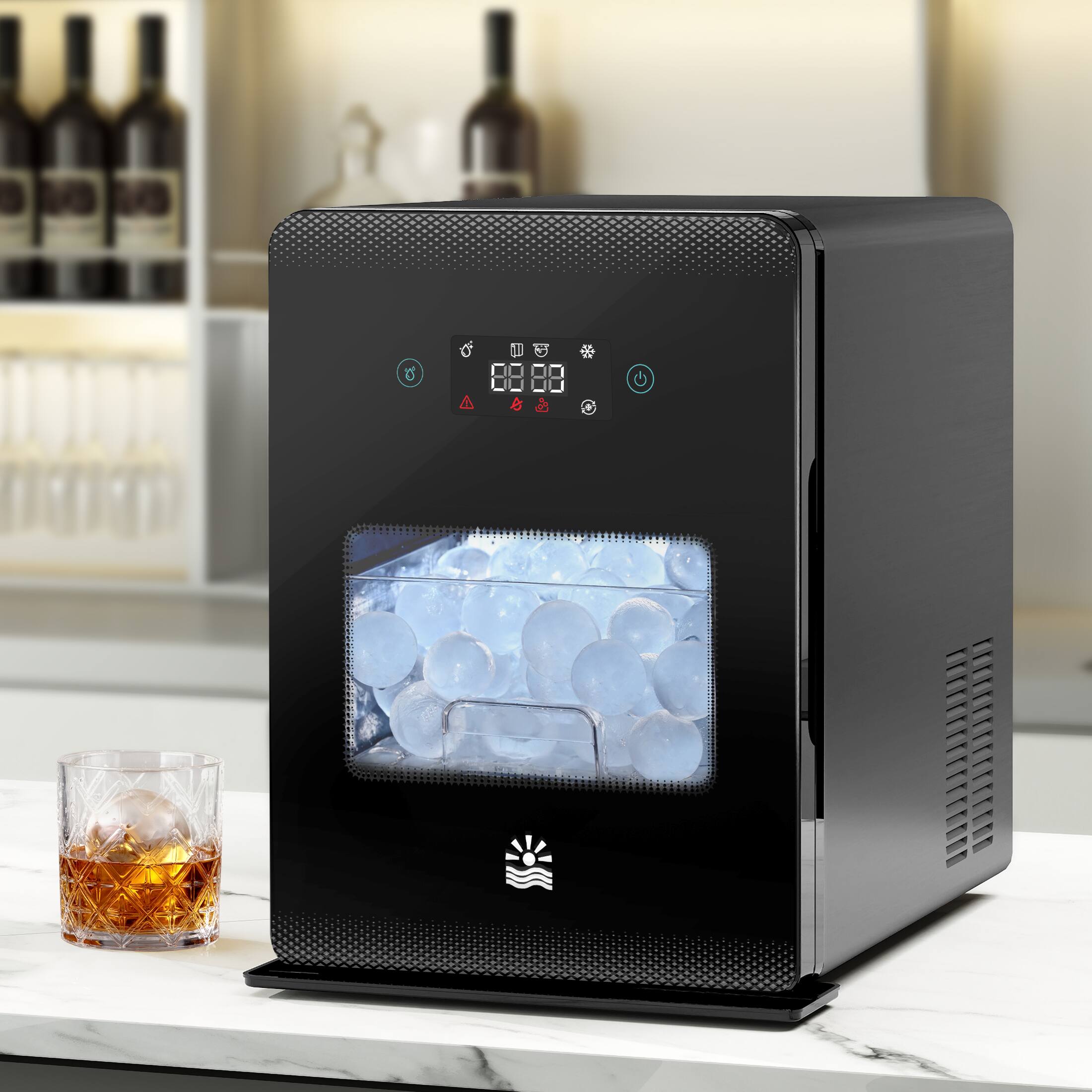 Alt View 10. Etust - Etust Ice Ball Maker Machine with Ice Scoop & Self-Cleaning - 188 Pcs/24h, Sphere Ice Maker for Home/Bar/Party,Black - Black.