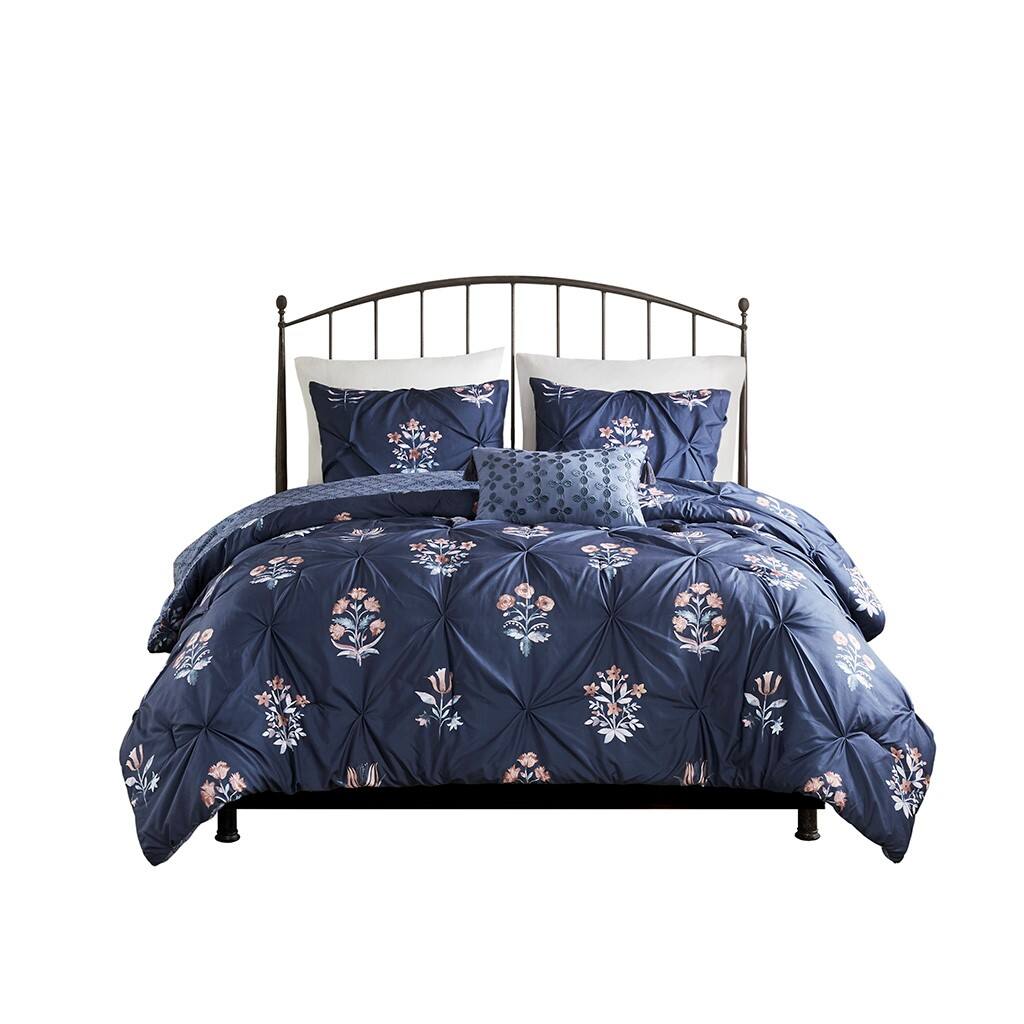 Front. Gracie Mills - Gracie Mills Josephine 4 Piece Jacquard Comforter Set - Navy.