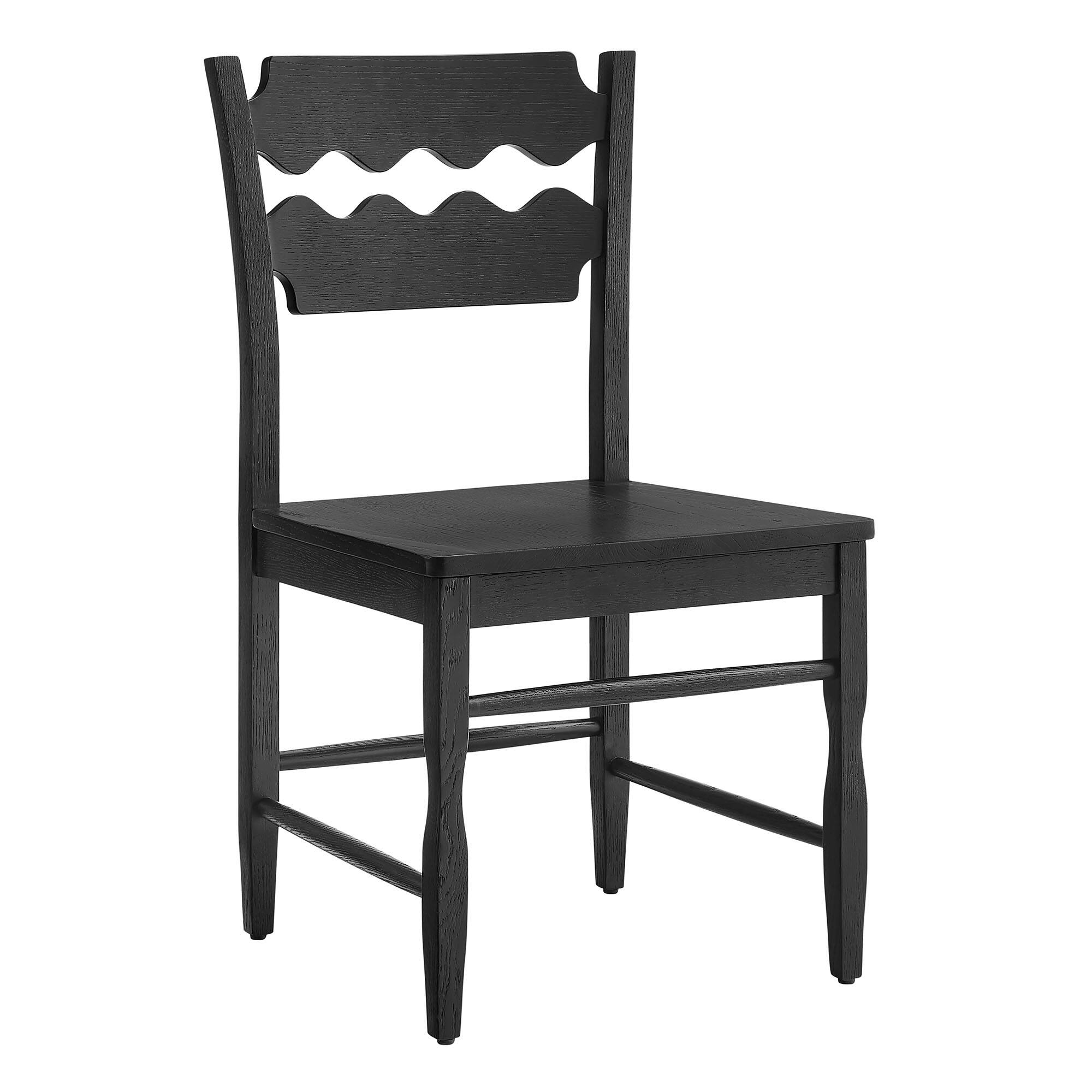 Angle. Modway - Jax Oak Wood Dining Chair With Wavy Razor Back by Modway - Black.