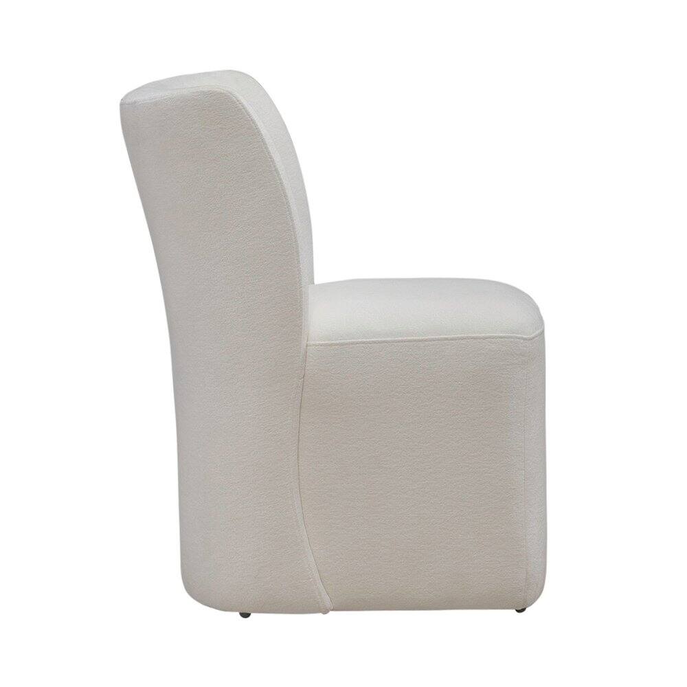 Back. Liberty Furniture Industries - Accent Dining Chair with Castors - Rounded Back - Ivory Upholstry - White.
