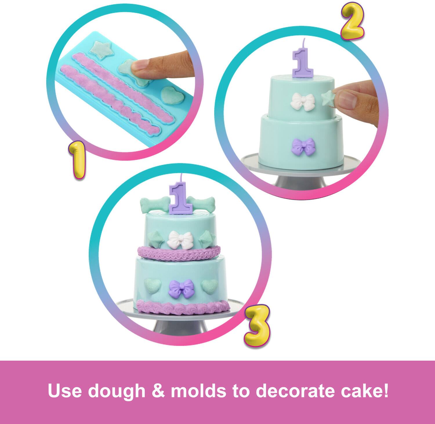 1. Use dough & molds to decorate cake!

2. Use dough & molds to decorate cake!