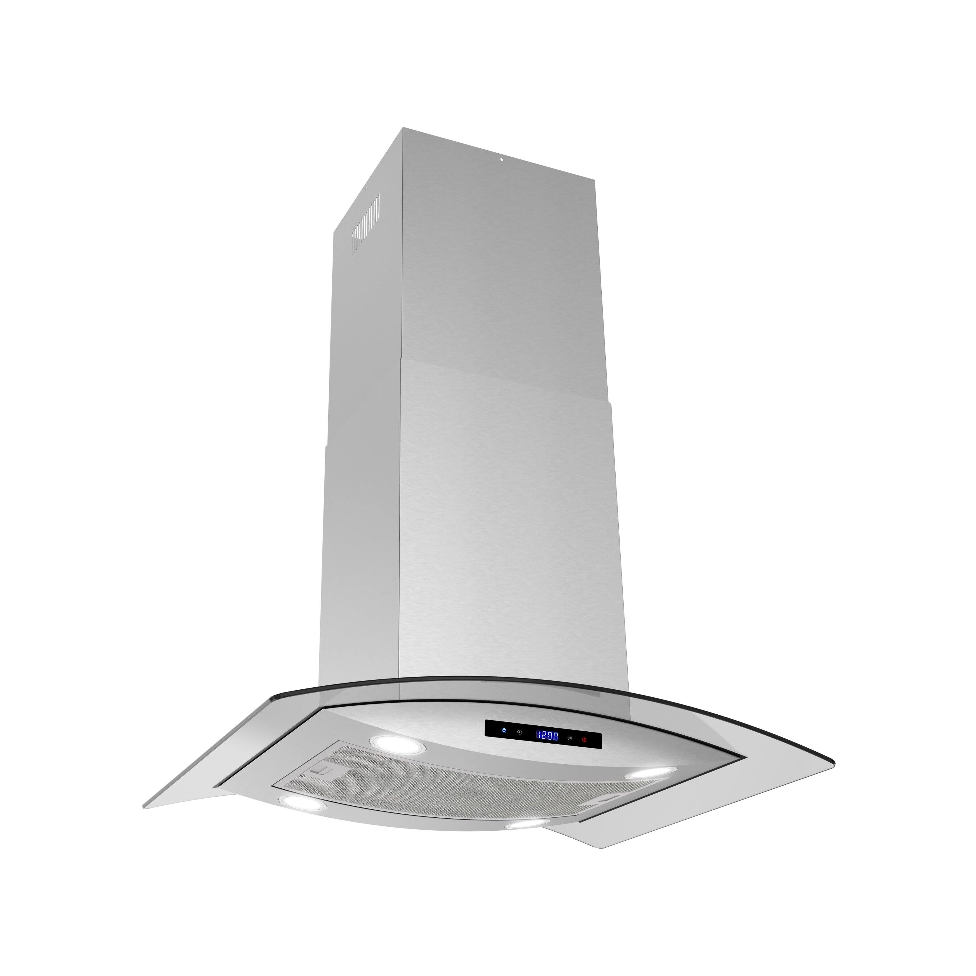 Alt View 1. Streamline - 30 in. Langosco Convertible Island 350 CFM Range Hood, Mesh Filters, Touchpad Control, LED Lights - Brushed Stainless Steel.