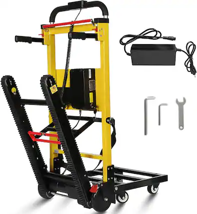 Front. Mirfee - Electric Hand Truck, 441lb Capacity, Rubber Chains for Easy Stairs Climbing & Furniture Moving. - Yellow.