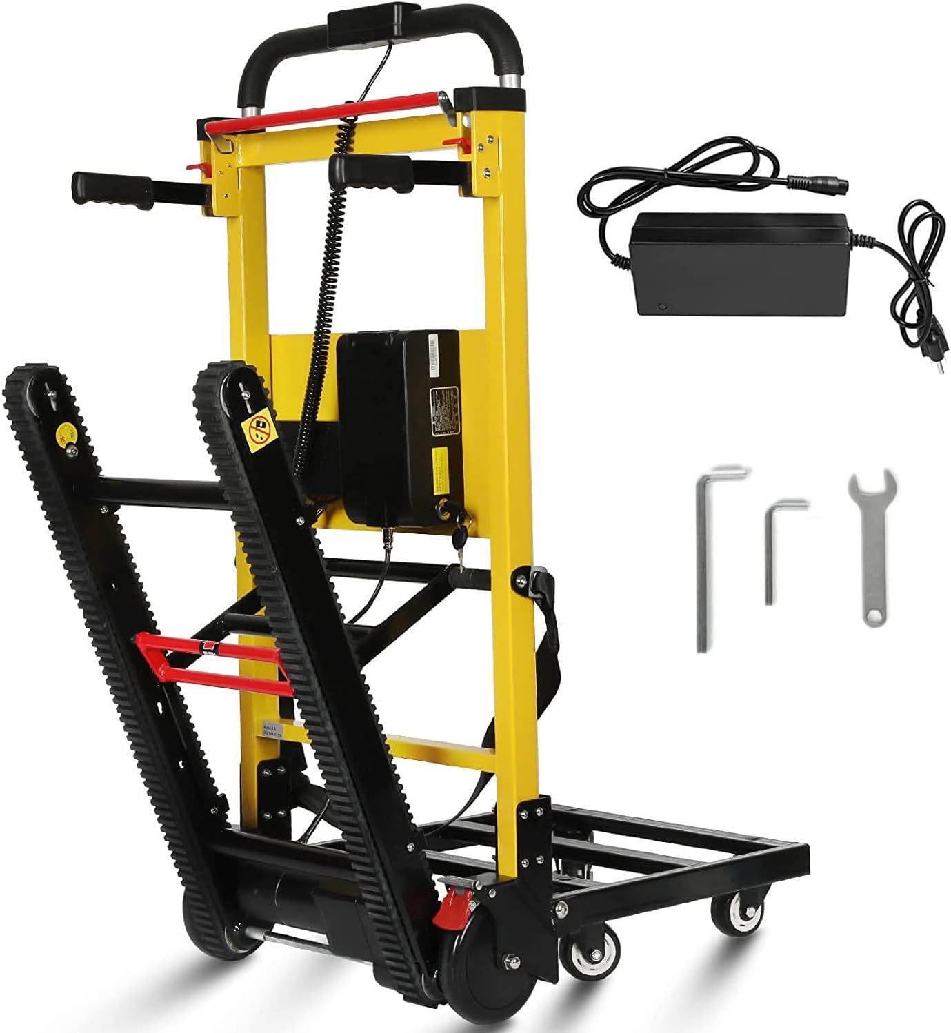 Front. Mirfee - Electric Hand Truck, 441lb Capacity, Rubber Chains for Easy Stairs Climbing & Furniture Moving. - Yellow.