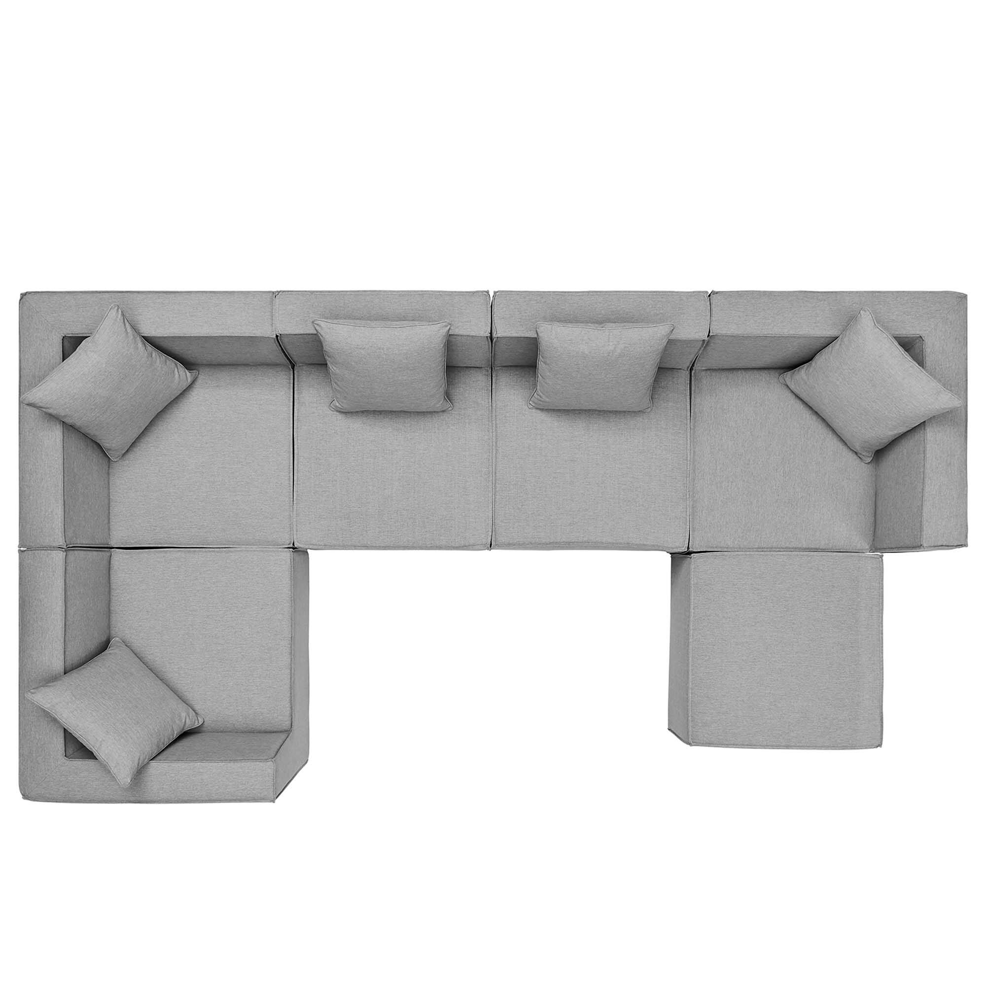 Alt View 8. Modway - Saybrook 6-Piece Outdoor Patio Upholstered Sectional Sofa by Modway - Gray.