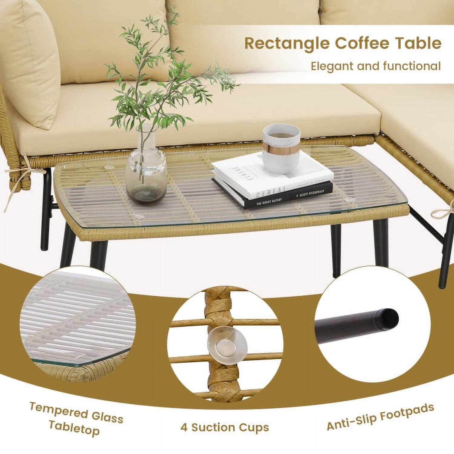 Rectangle Coffee Table  
Elegant and functional  

- Tempered Glass Tabletop  
- 4 Suction Cups  
- Anti-Slip Footpads