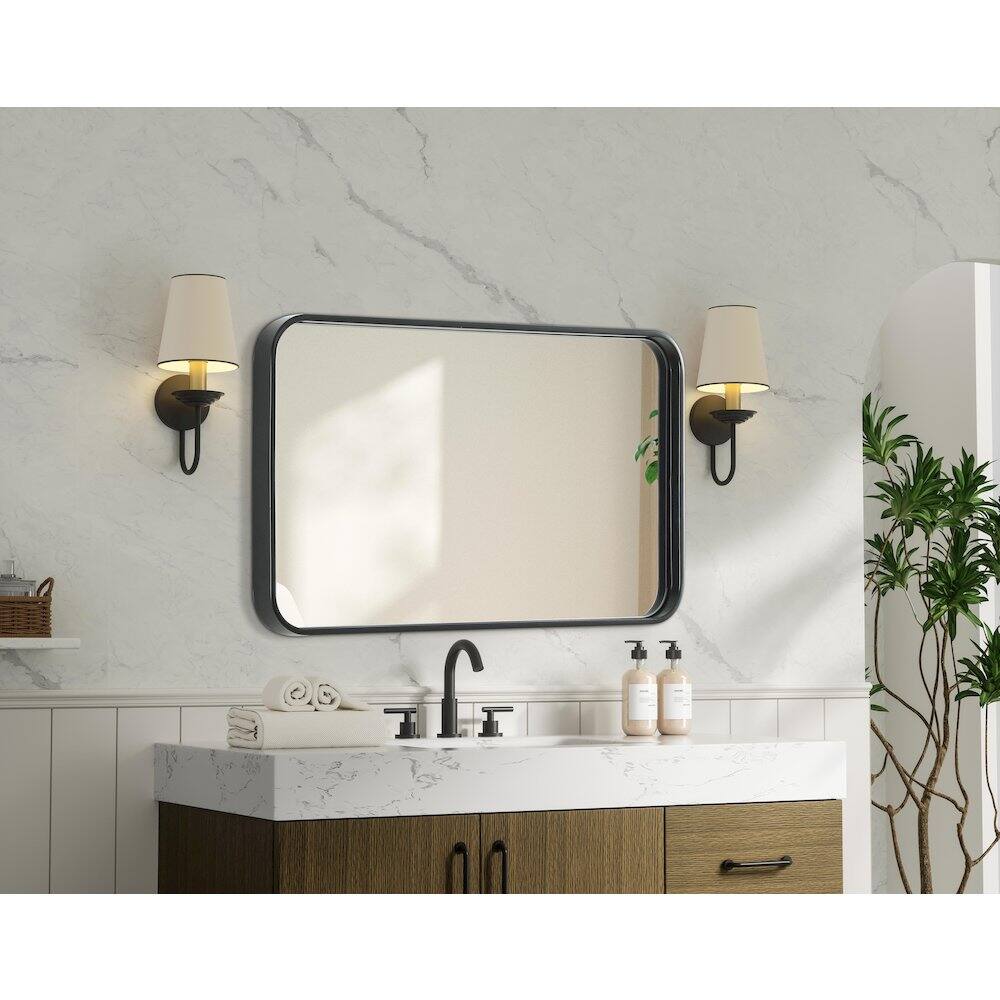 Alt View 2. Elegant Decor - Contour Metal Rectangle Mirror 18x30 in Black - Black.