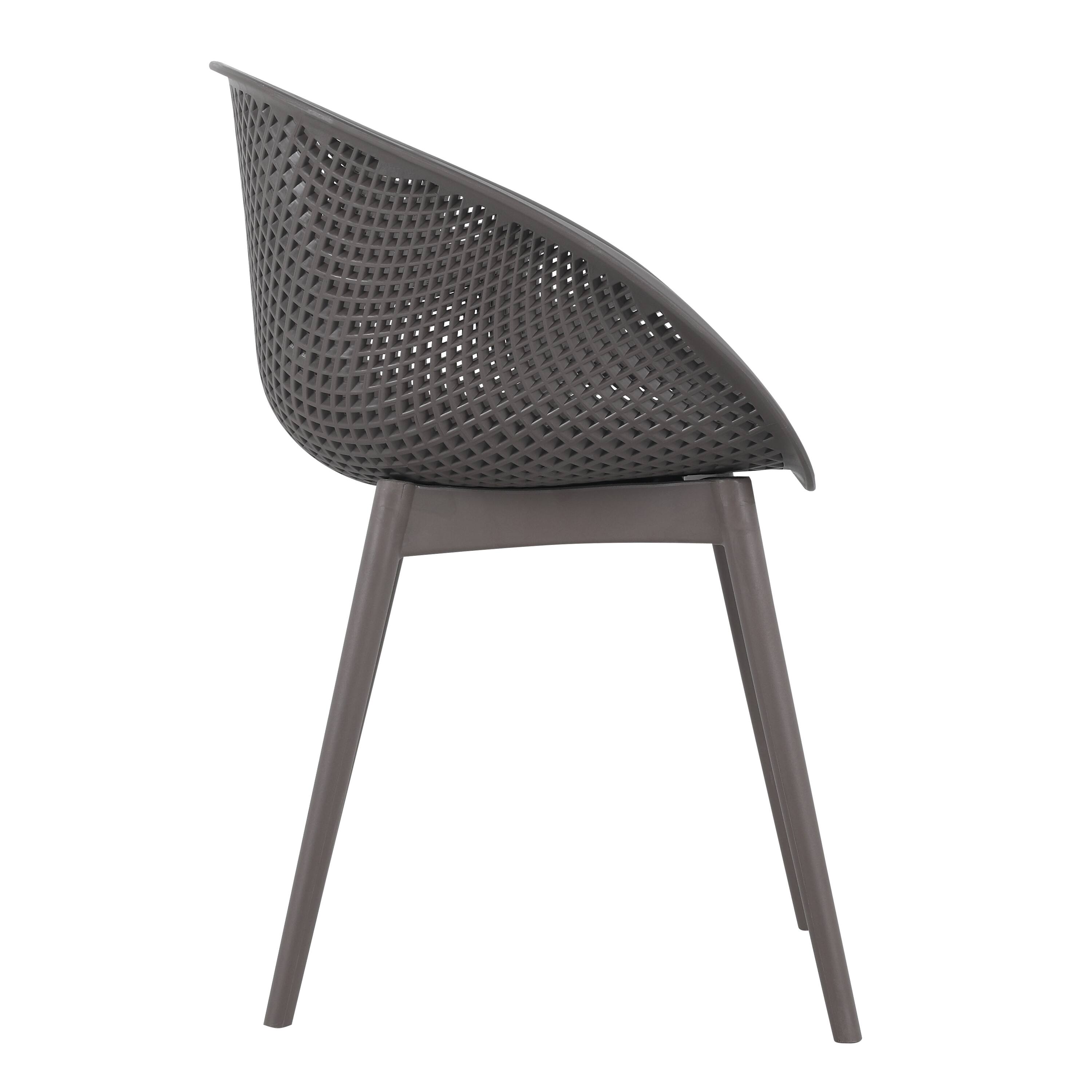 Alt View 6. Mondawe - 2pcs Modern PP Plastic Lounge Chairs - Warm Grey.