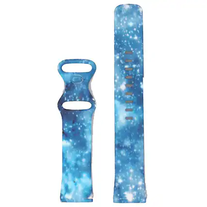 Front. StrapsCo - Graphic Active Band Silicone Rubber Watch Strap For Fitbit Versa 4 (Medium-Long) - Deep Space.