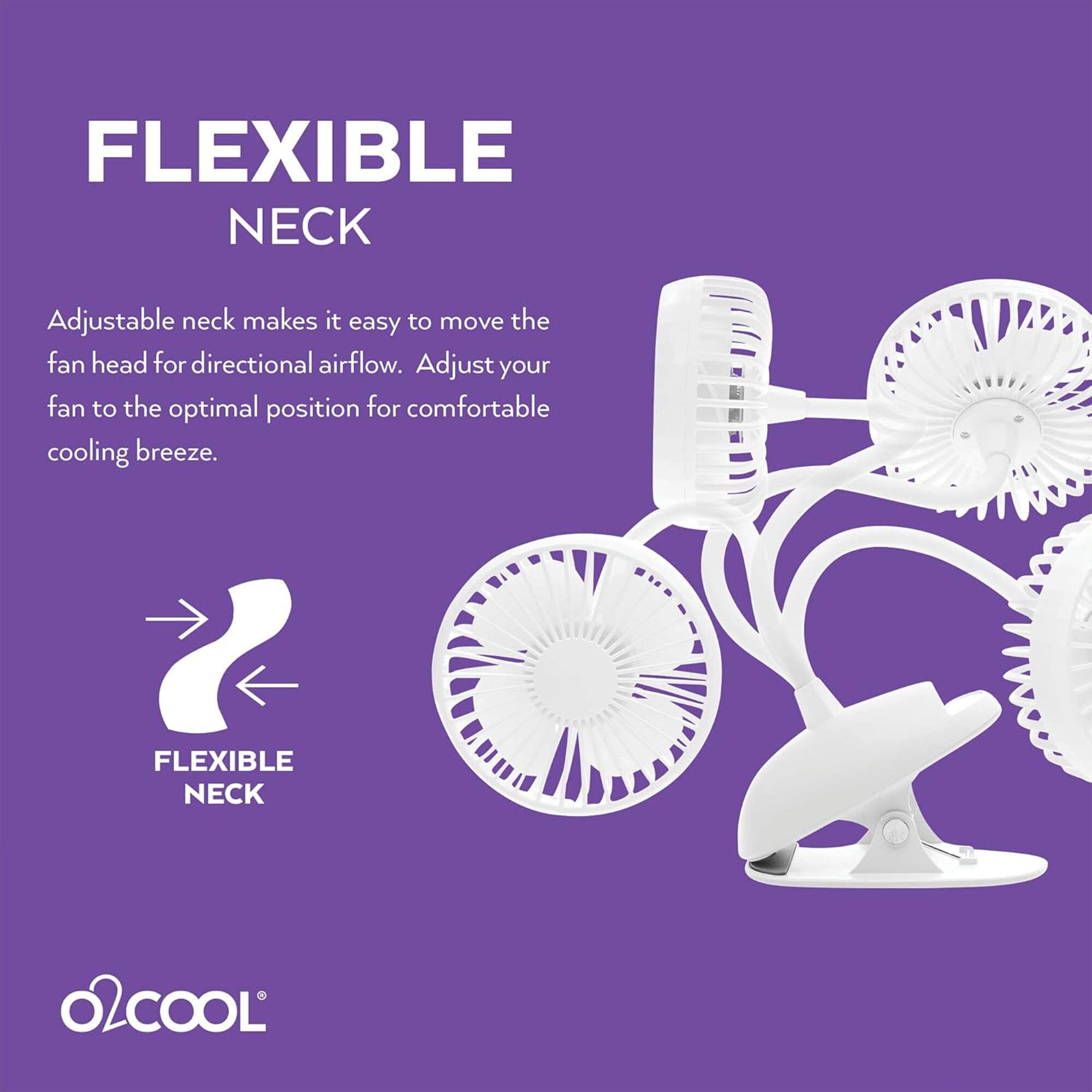 O2 Cool O2COOL Rechargeable Clip Fan, 4 Inch Blade, 3 Speeds, USB ...