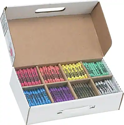 Front. Prang - Prang Master Pack Standard Crayons, 8 Colors, 800/Carton (32350) - Assorted Colors.