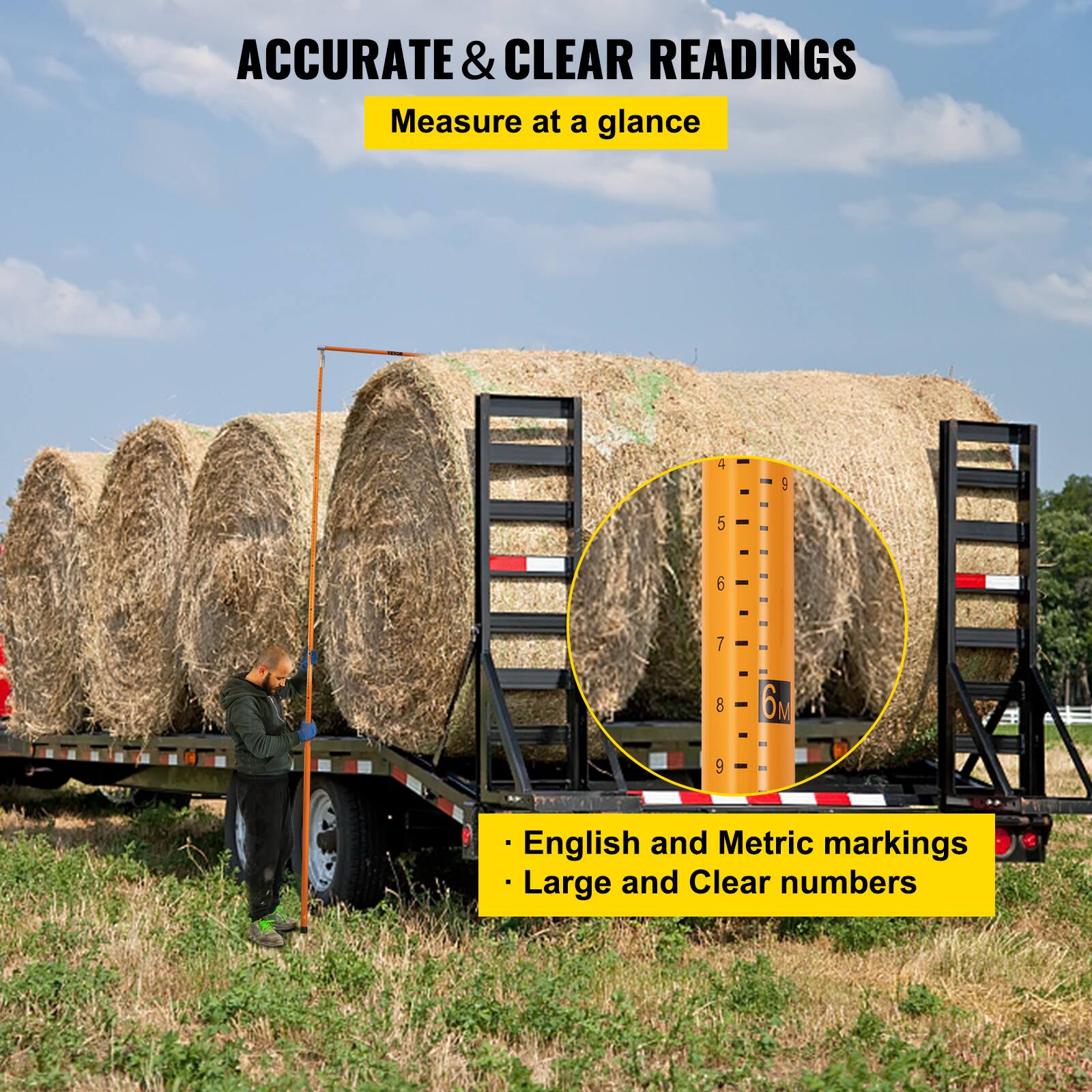 ACCURATE & CLEAR READINGS  
Measure at a glance  

- English and Metric markings  
- Large and Clear numbers