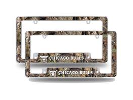Rico Industries - Chicago Bulls Chrome Metal (Set of 2) License Plate Frames with Bold Mossy Oak Camouflaged Camo Design - Multi