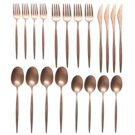 Larder & Vine - 20-Piece Vintage Flatware Set for 4, Made in Portugal from 18/10 Stainless Steel - Vintage Copper