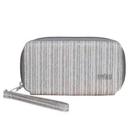 Front. Haiku - Haiku Intrepid RFID Blocking Wristlet - Gray Poplar.