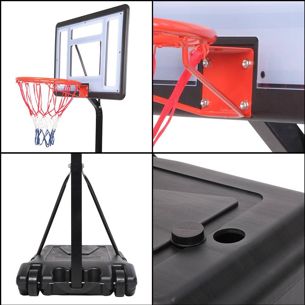 Left. Winado - Poolside Basketball Hoop, Adjustable Height 45-53" Swimming Pool Upgraded Portable Basketball Hoop Stand with Fillable B - Black.