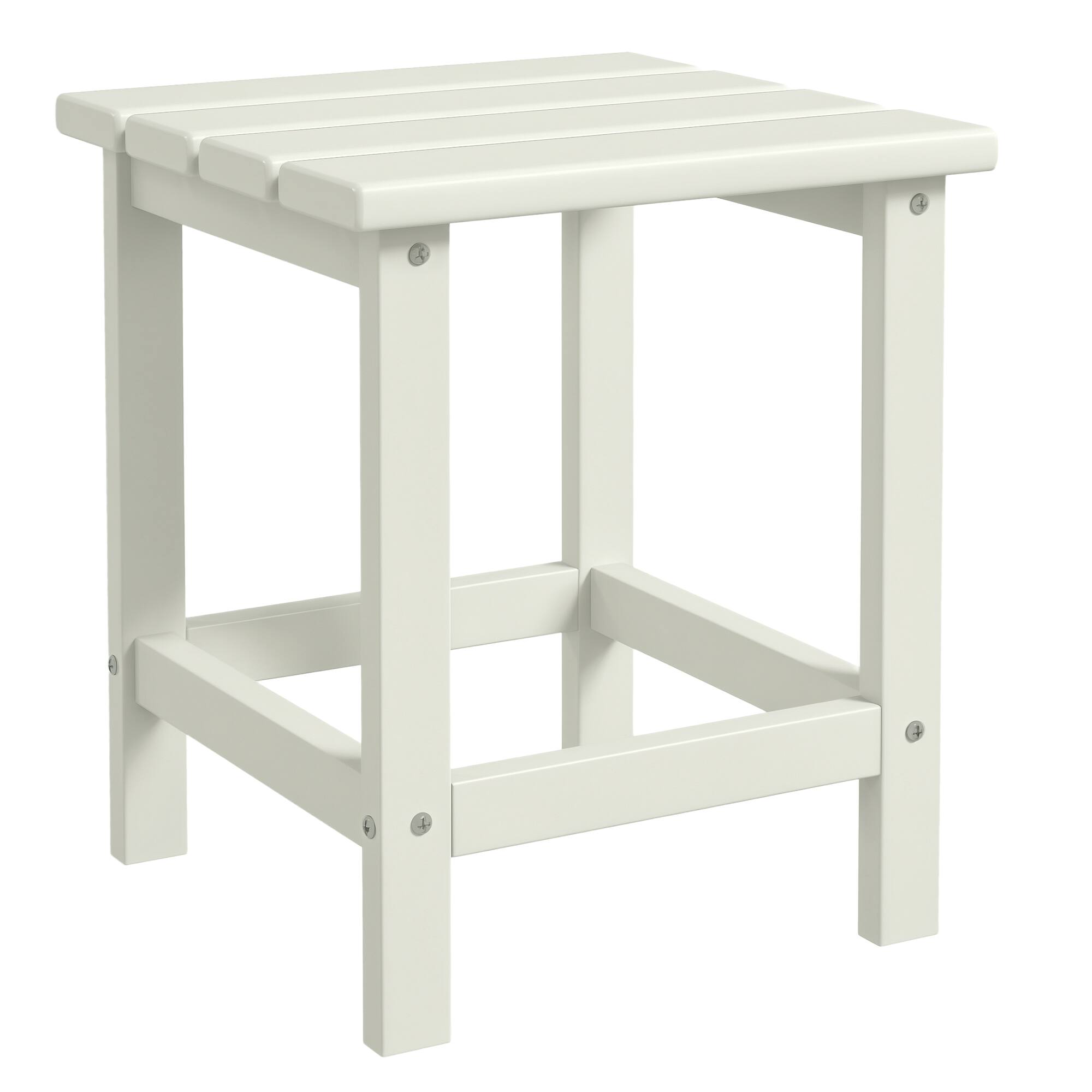 Outsunny - Adirondack Side Table, Square Patio End Table, Weather Resistant 15" Outdoor HDPE Table for Porch, Pool, Balcony - White