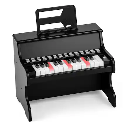 Front. Gymax - Gymax 25 Keys Digital Piano w/Music Stand Teaching Mode Lighted Keys 6 Instruments Black - Black.