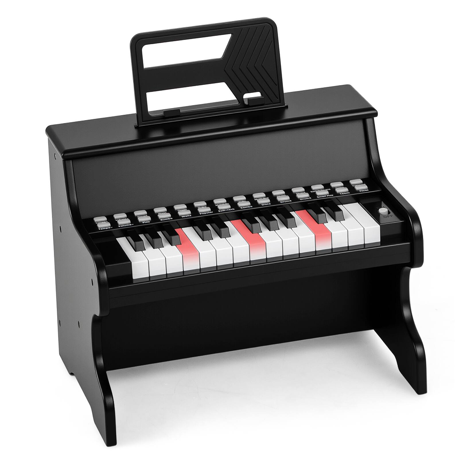 Front. Gymax - Gymax 25 Keys Digital Piano w/Music Stand Teaching Mode Lighted Keys 6 Instruments Black - Black.