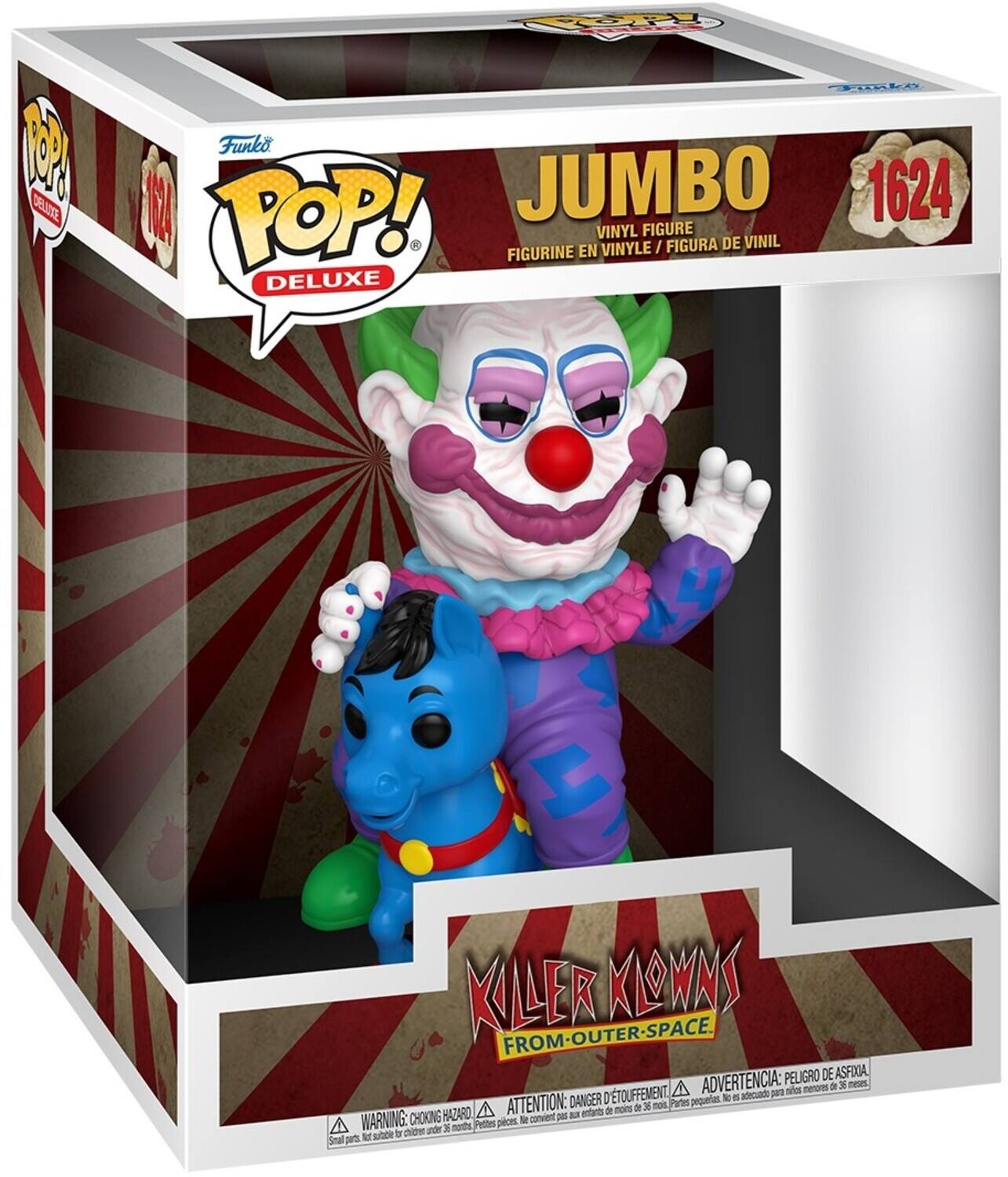 POP! DELUXE Funko POP! JUMBO 1624 VINYL FIGURE VINYLE VINYLE/FIGURA / FIGURA DE VINIL FIGURINE EN DELUXE C KILER KLOWN'S FROM-OUTER-SPACE. PELIGRO DE ASFIIA D'TOUFFEMENT, A ADVERTENCIA: pur se menoren 9 3 mee DANGER N . adeuade ATTENTION: de 36 not Partes pequerias HAZARD A eontarts de mons CHOKING M convient 50 - A WARNING: under 1 monts Pettes pilces. R nntte I NSC Seal puts